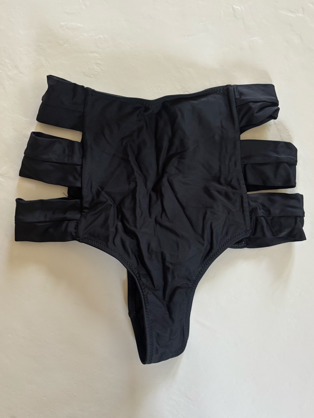 Super high waisted cut out cheeky thong bikini bottoms